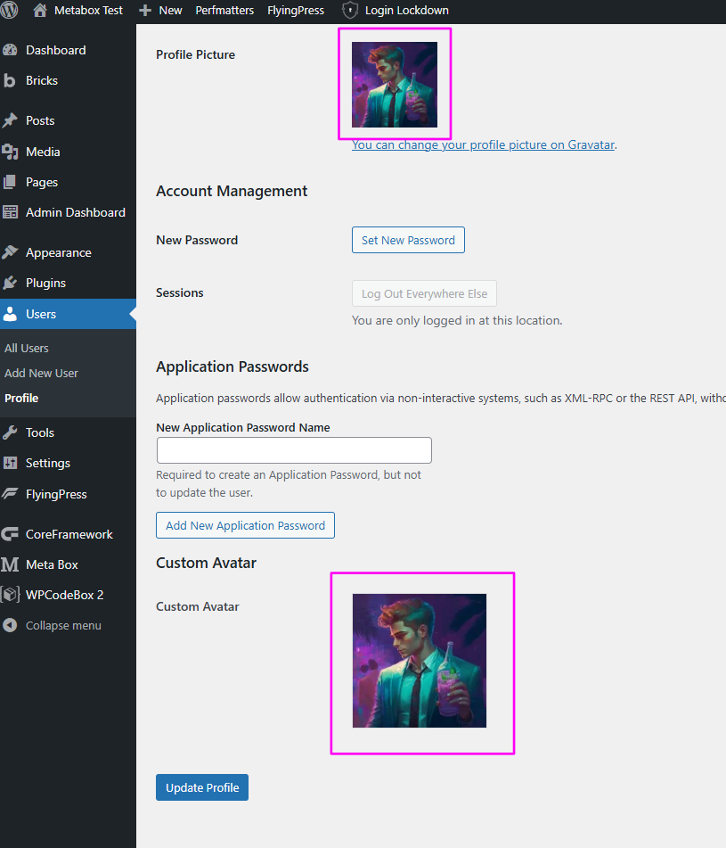 Berhasil mengganti foto profil WordPress menggunakan Meta Box AIO