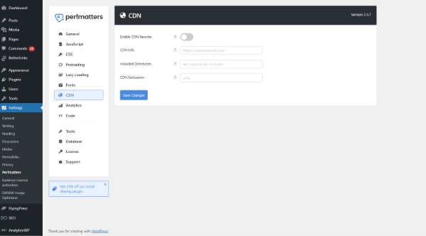 Fitur CDN Eksternal Perfmatters