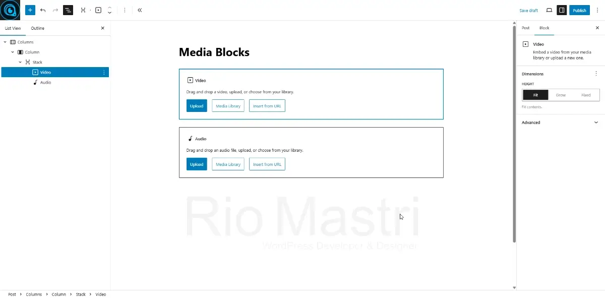 Embed video dan audio di block editor WordPress