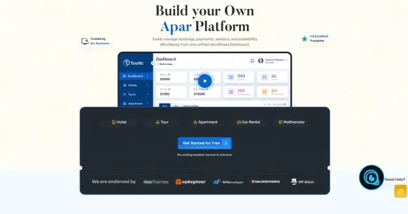 Tampilan Halaman Depan Tourfic Plugin