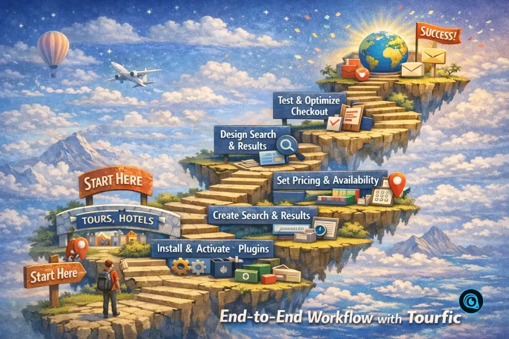 Workflow End to End Cara Membuat Website Travel dengan Tourfic